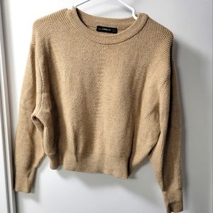 ZARA Knit Cropped Camel Cream Light Crewneck Sweater, SIZE S